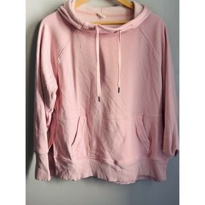 Athletic Works Womens Pink Fleece Lined Hooded Sweatshirt Pullover Size XL